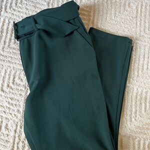 Jules & Leopold High-Waist Belted Trousers in Deep Green